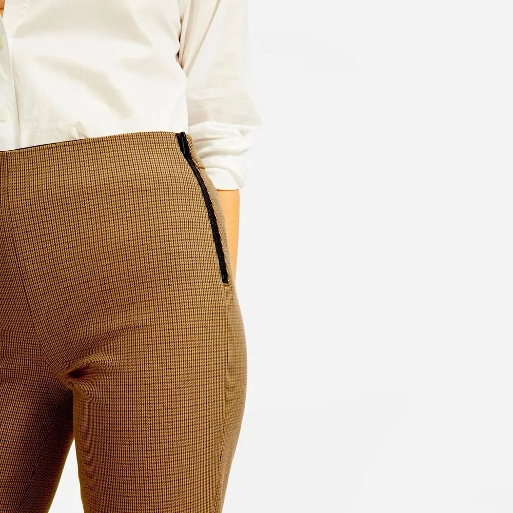Everlane Kick Crop Work Pant Size 4 Retro Brown Houndstooth Ponte Stretch